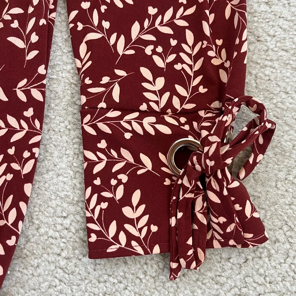 MSK Petite Floral Leaf Print 3/4 Sleeve Boatneck Shift Dress Extra Large XL